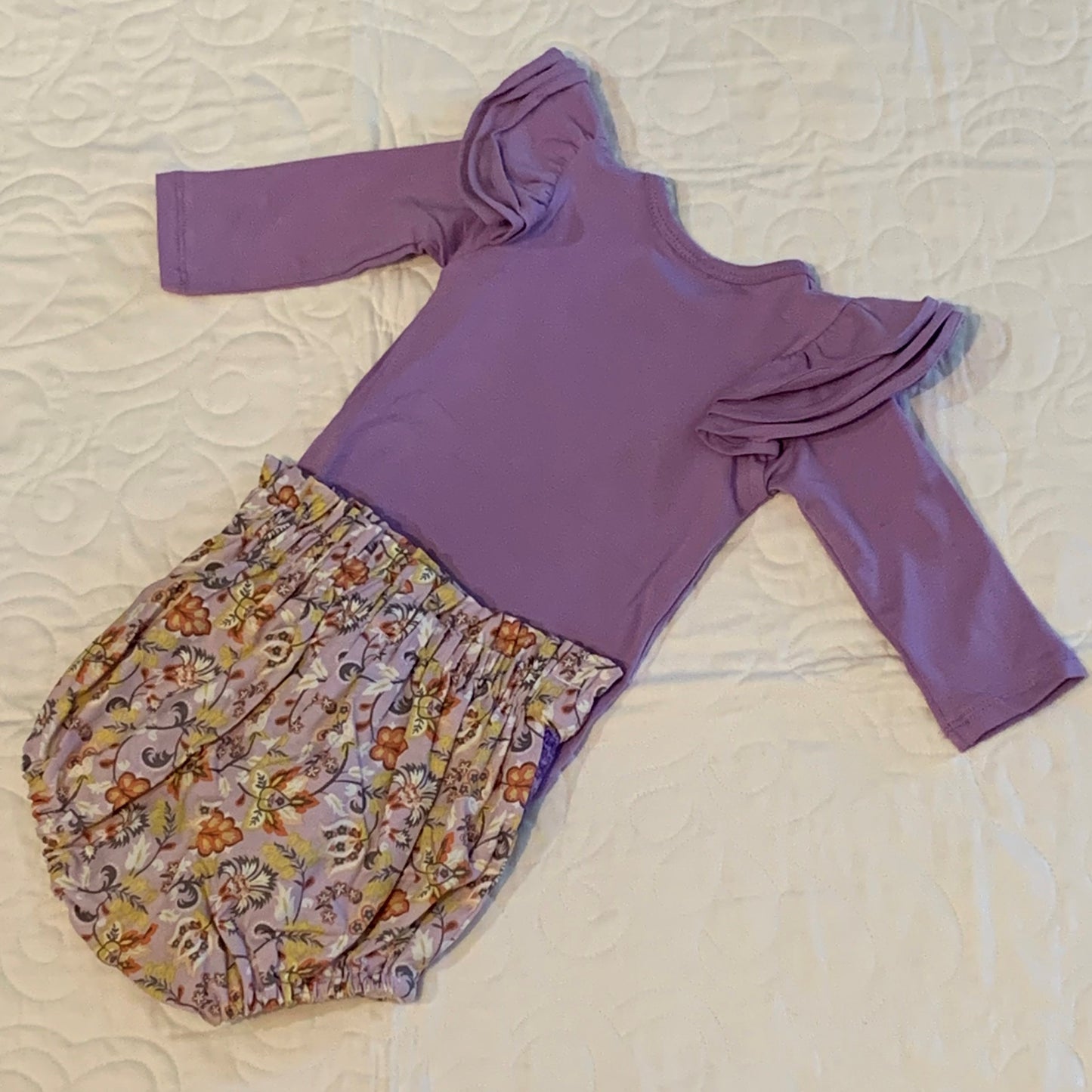 2 Piece Set - High Waisted Nappy Cover with Sash Bow & ReadyMade Long Sleeve Bodysuit