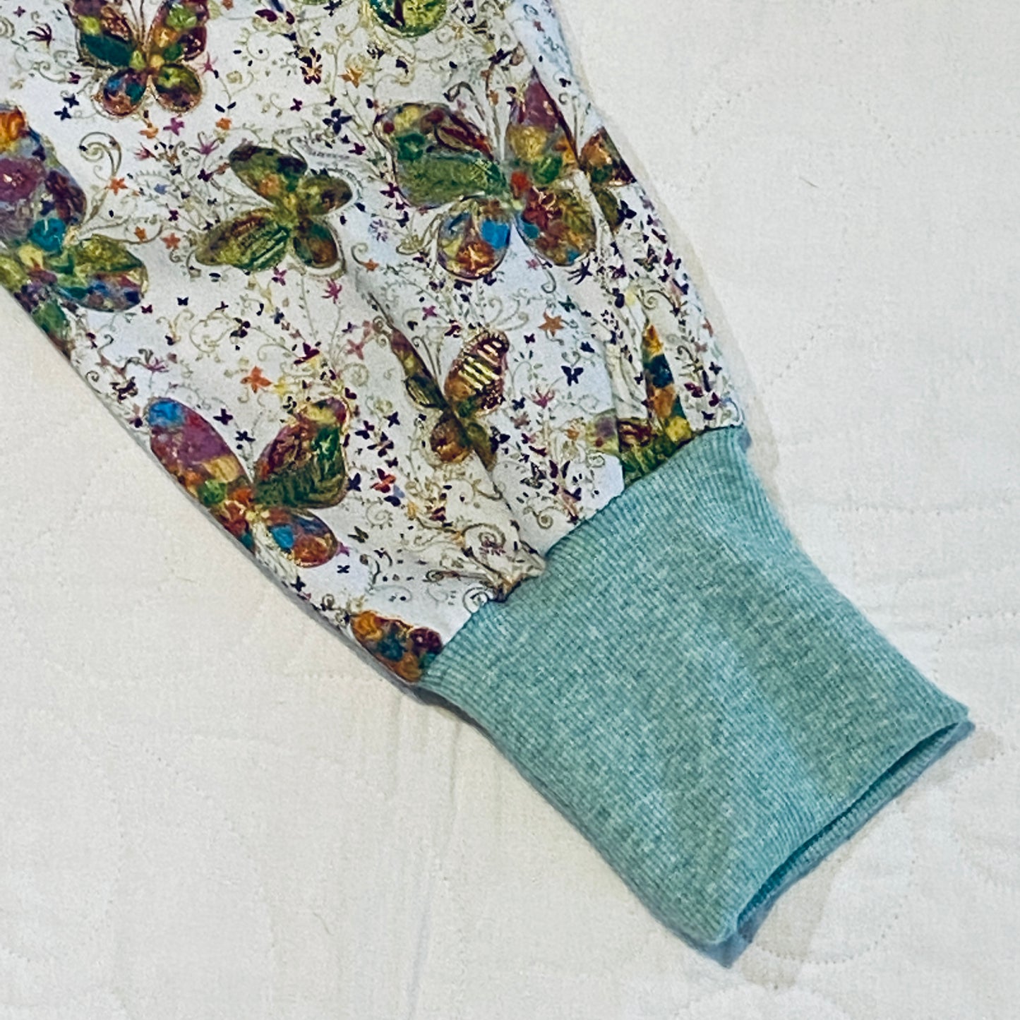 Pants - Harem - Ribbed Waist - Butterflies with Green Band