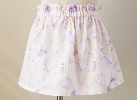 Skirt - High Waisted - Tadah Paper Bag Skirt , Toddler, Lilac Ballerinas on White
