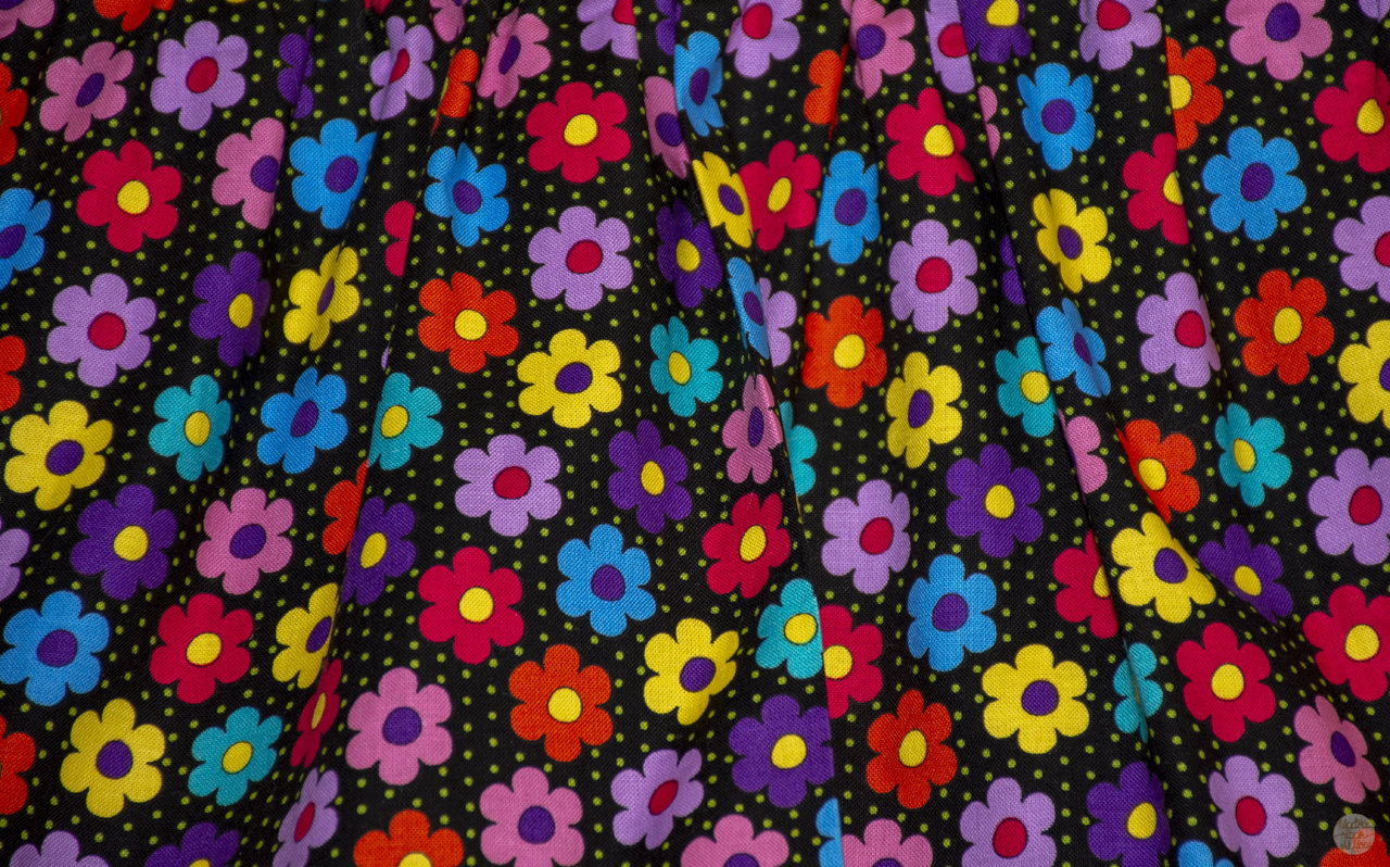 Pinafore - Emma Polly 80's Flowers with Black Lace Flutter
