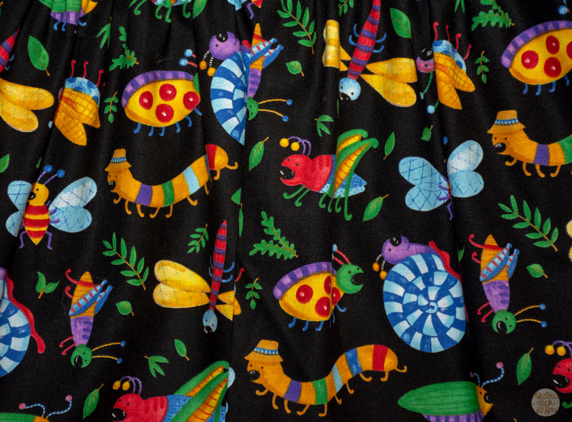 Pinafore - Emma Polly Bugs with Black Lace Flutter