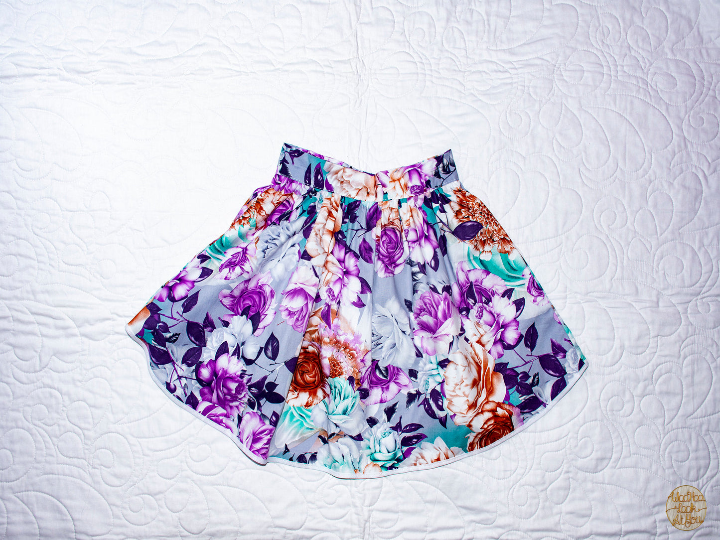Skirt - Wrap - Tadah Tulip Skirt- Purple Chrysanthemum & Roses
