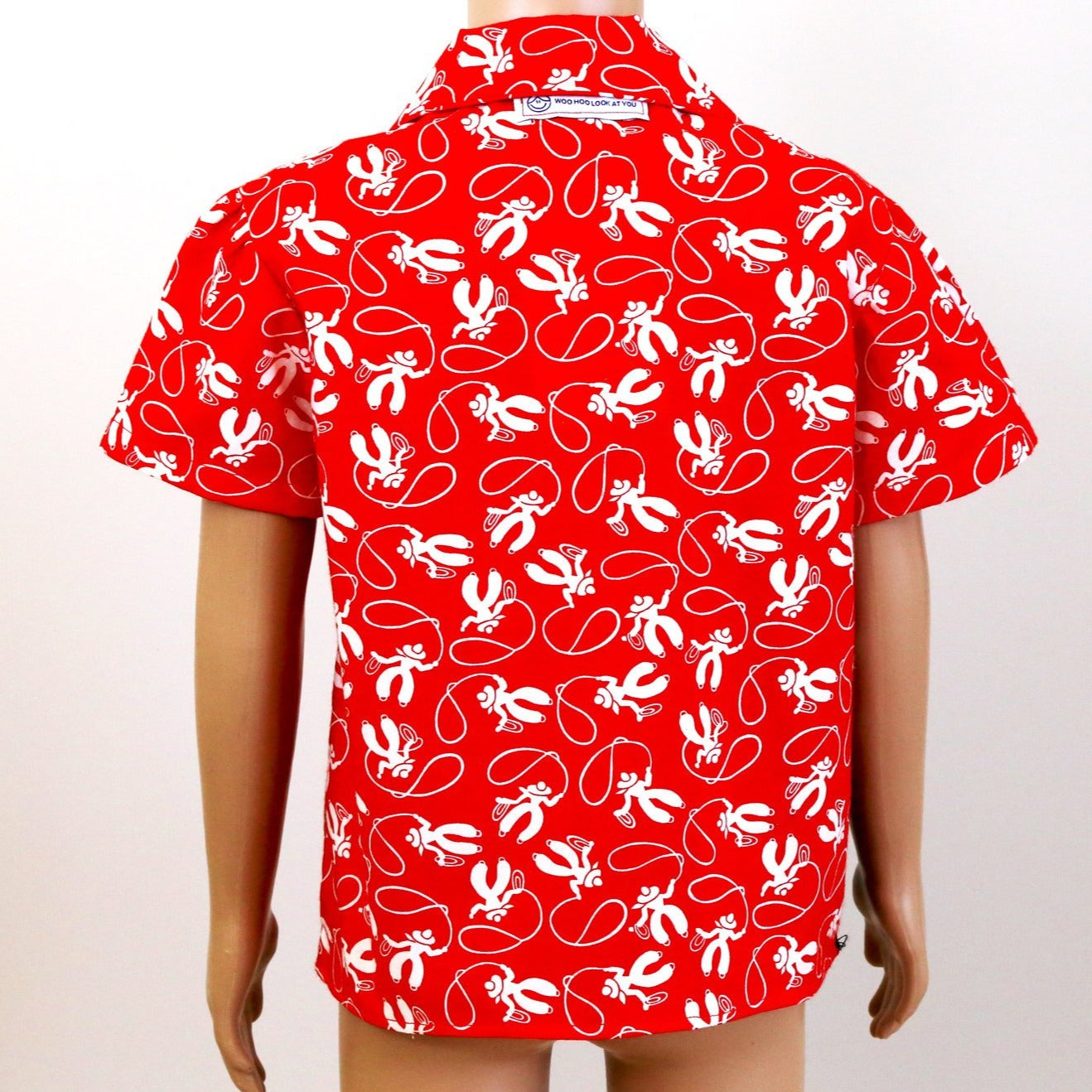 Shirt - Red & White Cowboys with Black Contrasting Panel