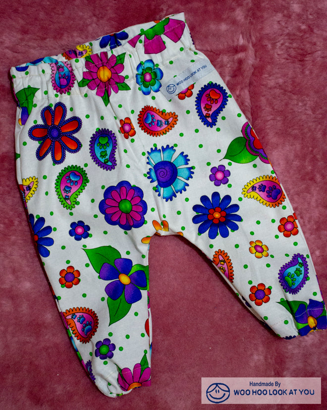 Pants - Baby Boho Floral Elastic Waist Elastic Ankle Cool Cotton