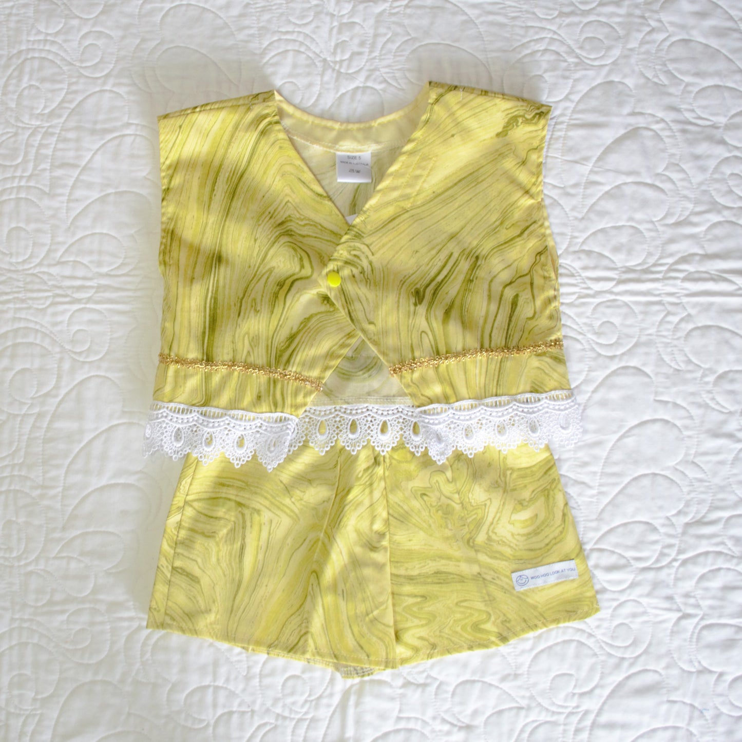 2 Piece - Laced Top and Shorts Chartreuse