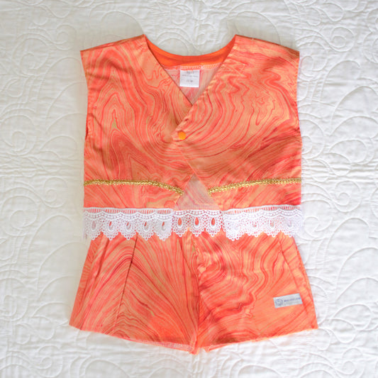 2 Piece - Laced Top and Shorts Sunset Orange