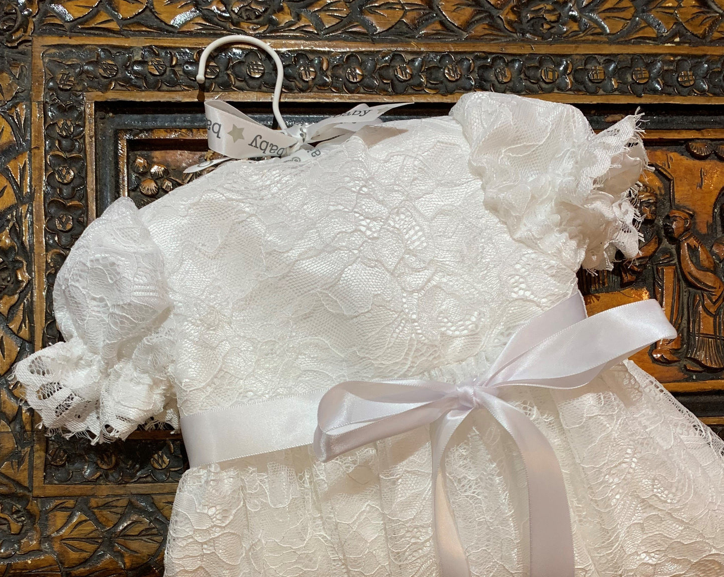 Christening Dress / Gown - Dedication Dress / Gown  White Satin and Lace