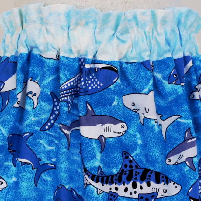 Skirt - High Waisted - Tadah Paper Bag Skirt, Toddler, Sharks Frolicking in the Sea