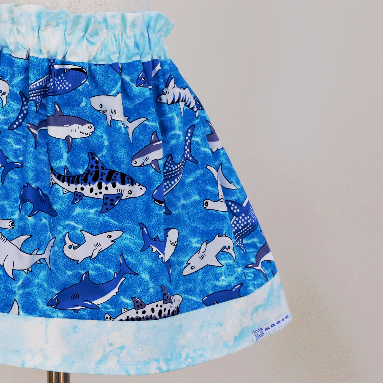 Skirt - High Waisted - Tadah Paper Bag Skirt, Toddler, Sharks Frolicking in the Sea