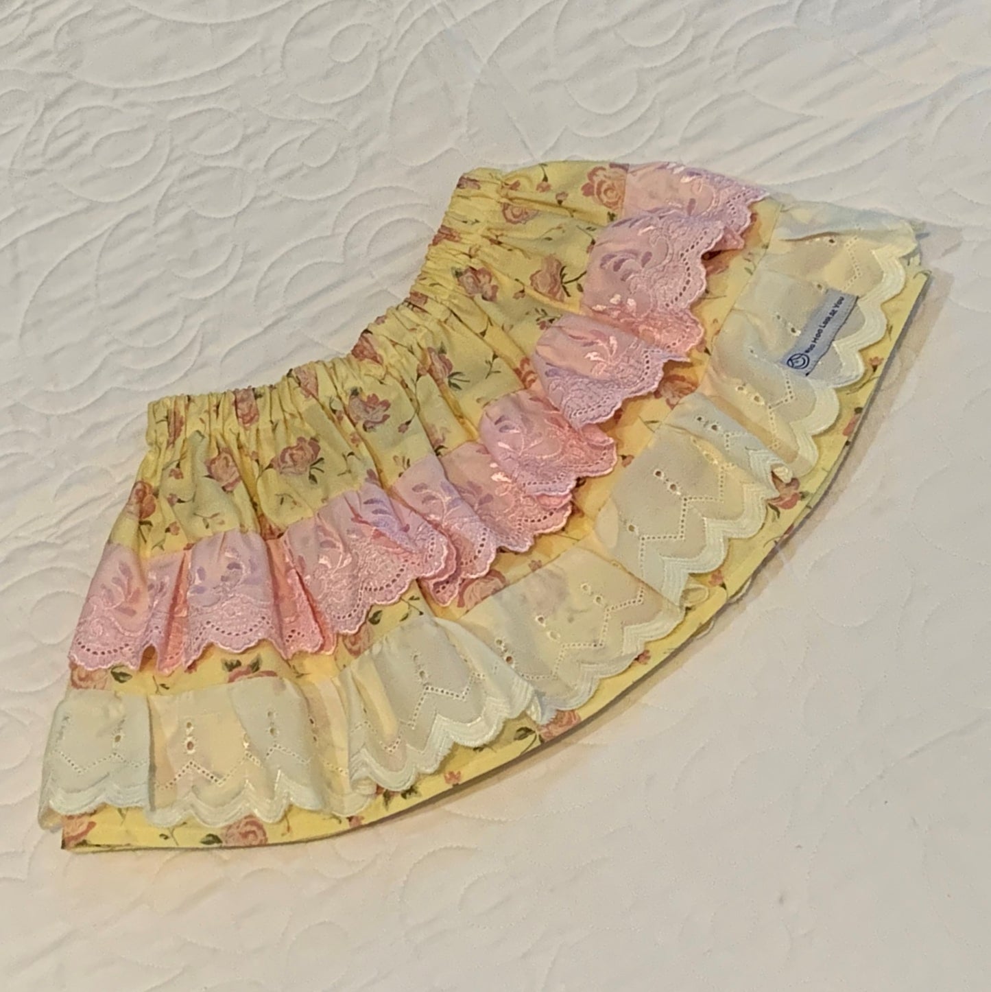 2 Piece Set - Skirt & Slip Ons - Cream with Pink and Yellow Flowers