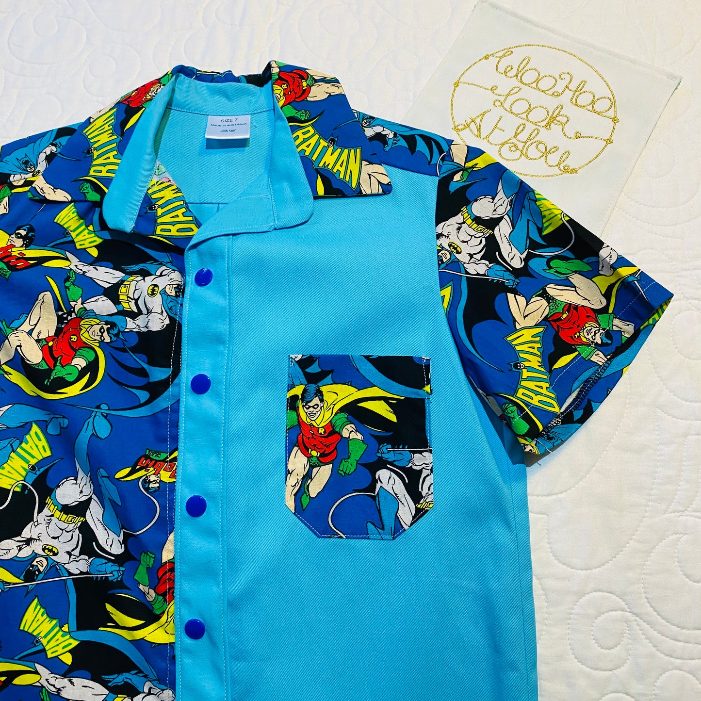 Shirt - Super Hero - Light Blue Contrast with Super Hero Pocket