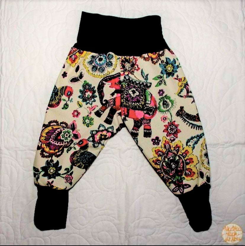 Pants - Harem - Buzoku Cotton - Coloured Elephants & Camels with Black Bands