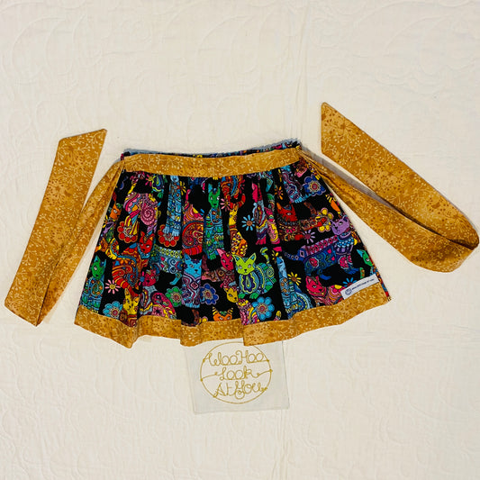 Skirt - Sash Bow - Multicoloured Cats