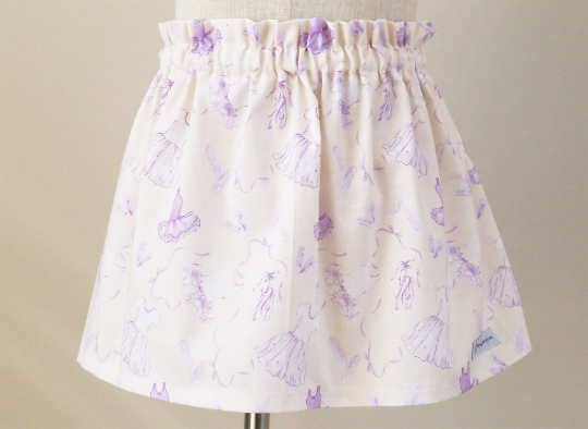 Skirt - High Waisted - Tadah Paper Bag Skirt , Toddler,  Lilac Ballerinas on White