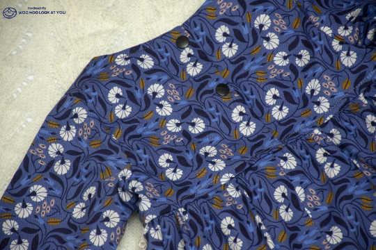 Dress - Long Sleeved Dark Blue w White Flowers