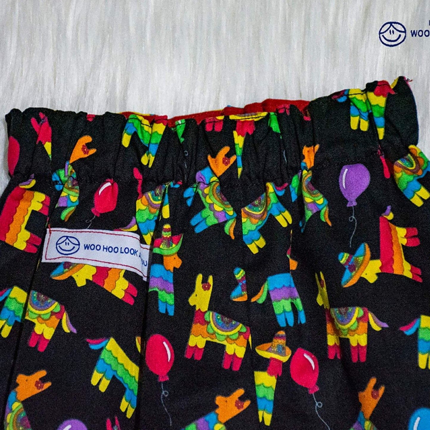 Pants - Cotton - Lined - Llamas with Hats and Red Trim