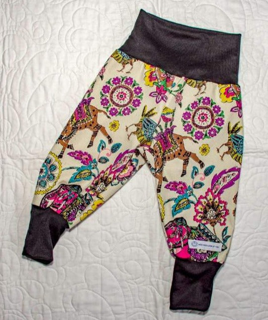 Pants - Harem - Buzoku Cotton - Coloured Elephants & Camels with Black Bands