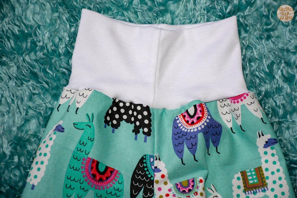 Pants - Harem - Buzoku Cotton - Teal Llamas with White Bands