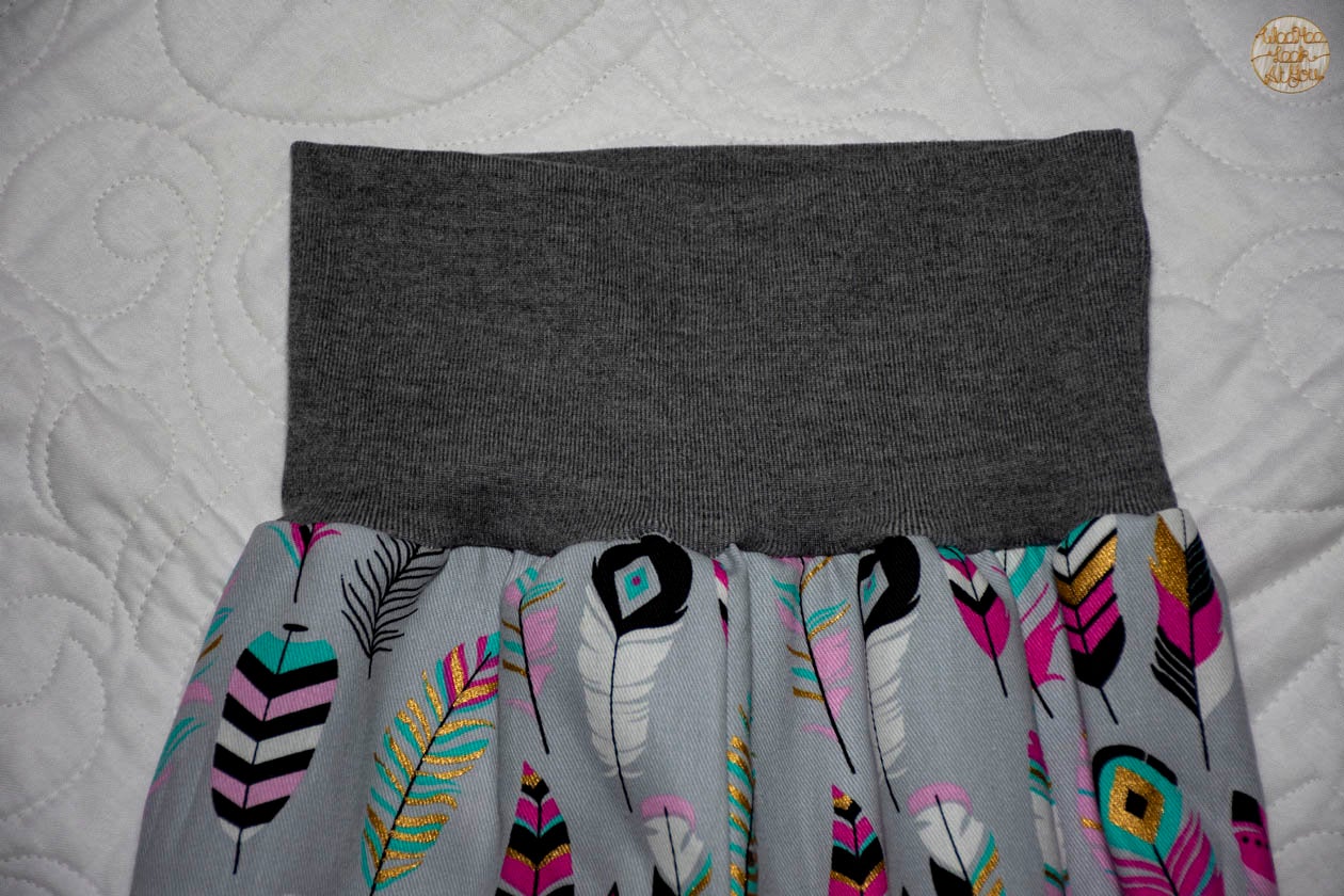 Pants - Harem - Buzoku Cotton - Pink & Teal Feathers with Grey Bands