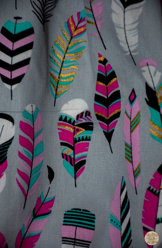 Pants - Harem - Buzoku Cotton - Pink & Teal Feathers with Grey Bands