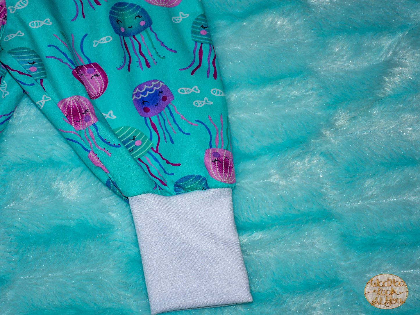 Pants - Harem - Ribbed Waist - Colourful Jellyfish with White Bands