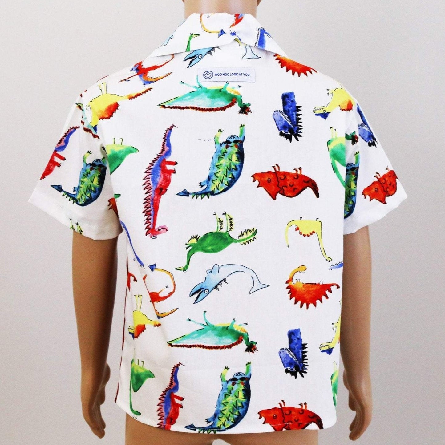 Shirt - Watercoloured Dinosaurs with Contrasting Front Panel