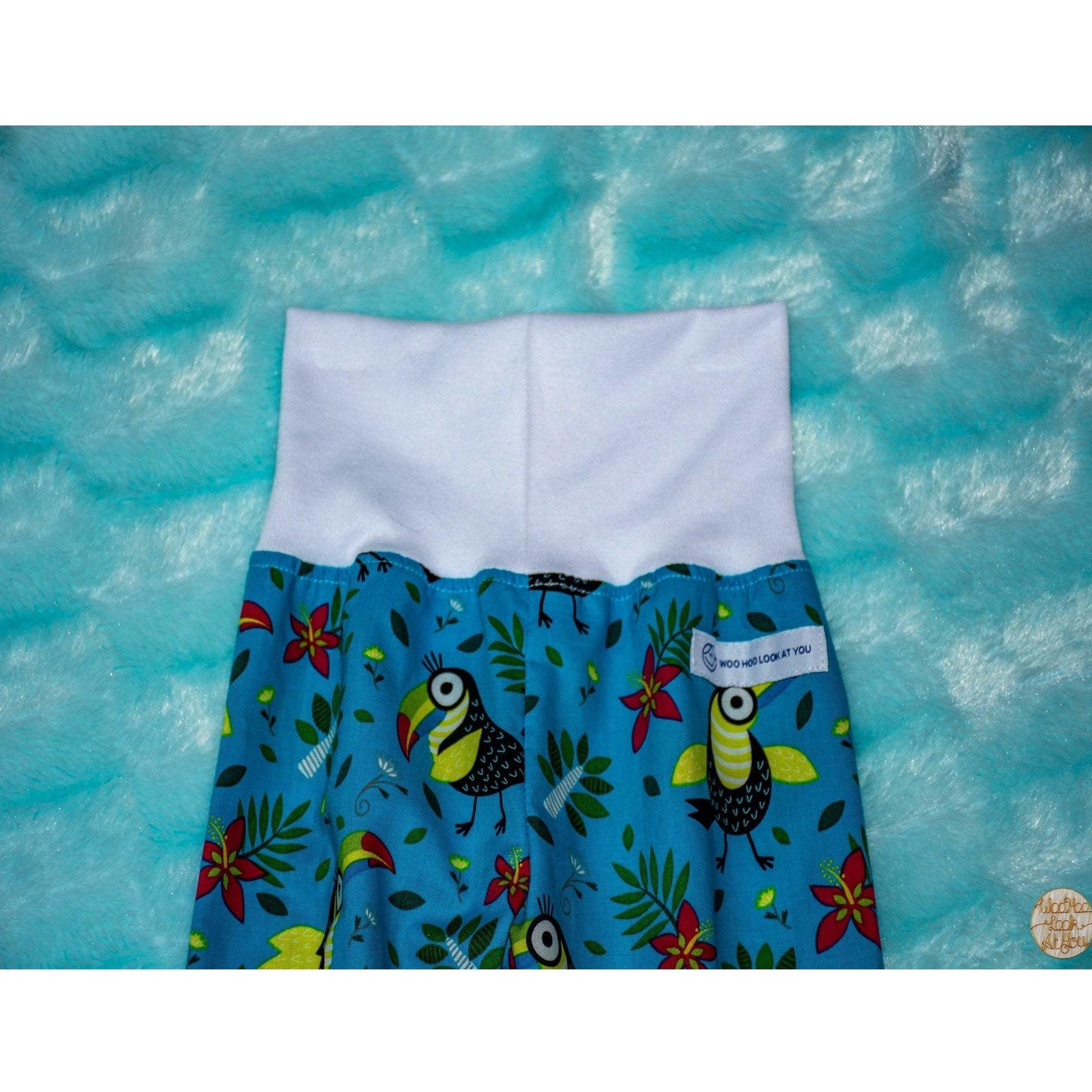 Pants - Harem - Ribbed Waist - Toucans with White Bands