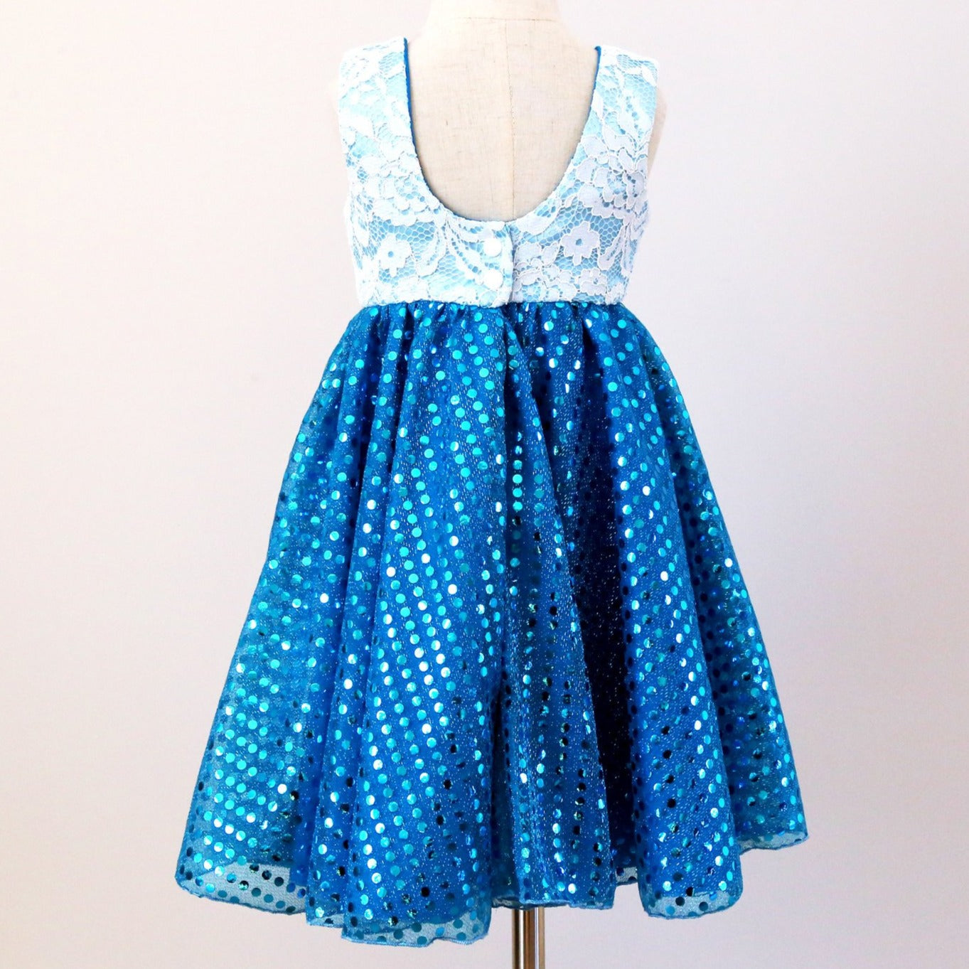 Dress - Exquisite Collection - Lace, Satin and Aqua Sequins