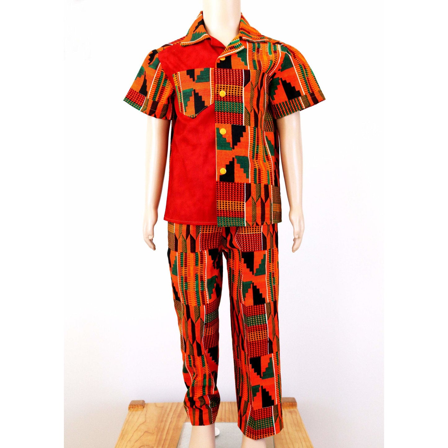 2 Piece Shirt & Pants - African Fabric Print Traditional Kente African Outfit