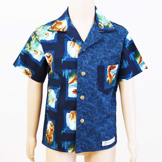 Shirt - Dinosaurs with Contrasting Blue Front Panel