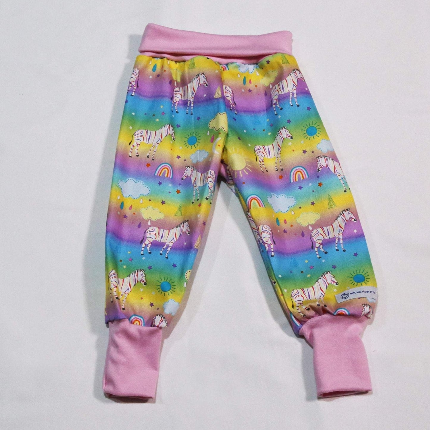 Pants - Harem - Buzoku Cotton - Pastel Ombre Zebras with Pink Bands